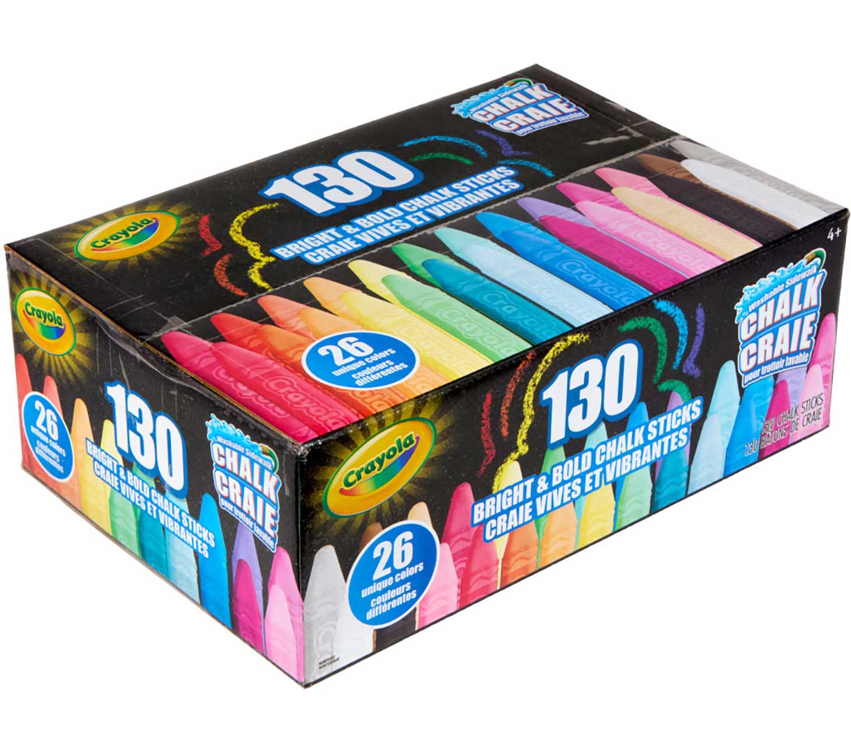 Washable Sidewalk Chalk, 130 Count - US 4908