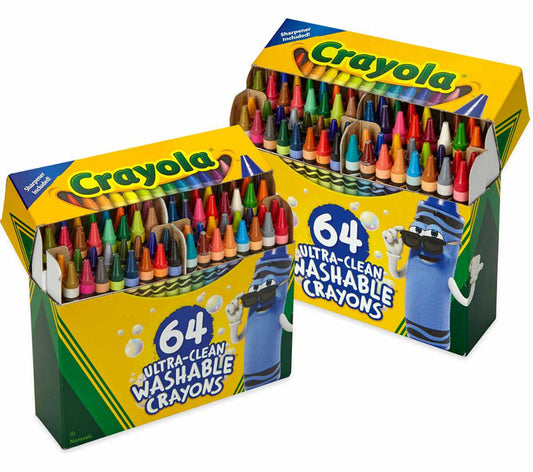 Ultra-Clean Washable Crayons, 64 count, 2 Pack Bulk Set - US 9184