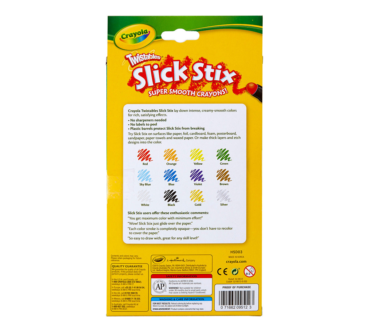 Twistables Slick Stix Super-Smooth Crayons 12 ct. - US 5538