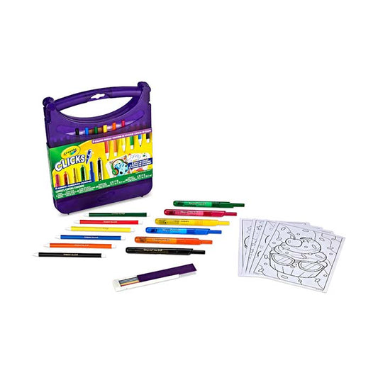 Clicks Art Set, Retractable Markers & Colored Pencils - US 4074