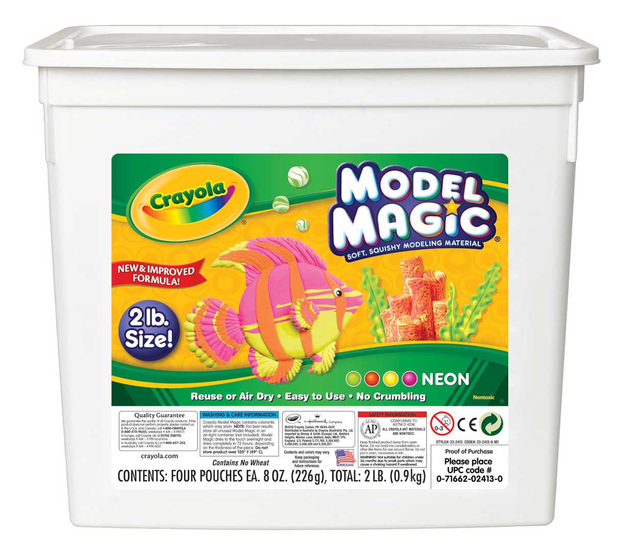 Model Magic 2lb Resealable Storage Container, Neon Colors - US 3116