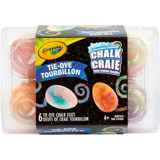 Washable Sidewalk Chalk Eggs, Tie-Dye, 6 Count - US 8297