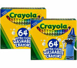Ultra-Clean Washable Crayons, 64 count, 2 Pack Bulk Set - US 9184