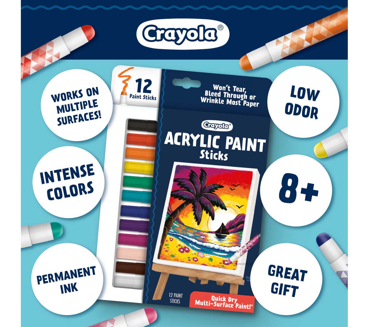 Acrylic Paint Sticks, 12 Count - US 5886