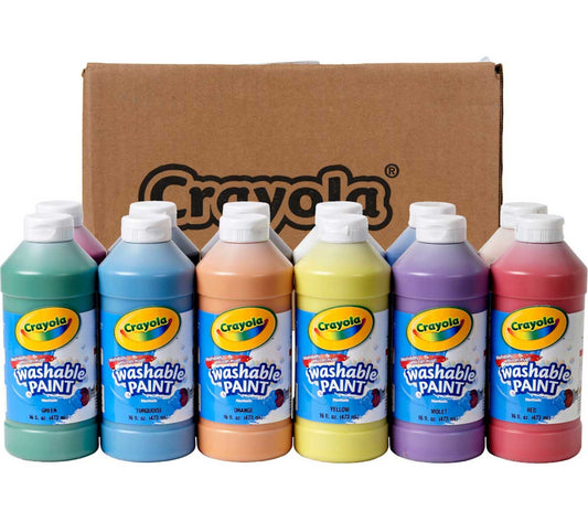 Washable Paint, 12 Count, 16 Ounce Bottles - US 0135