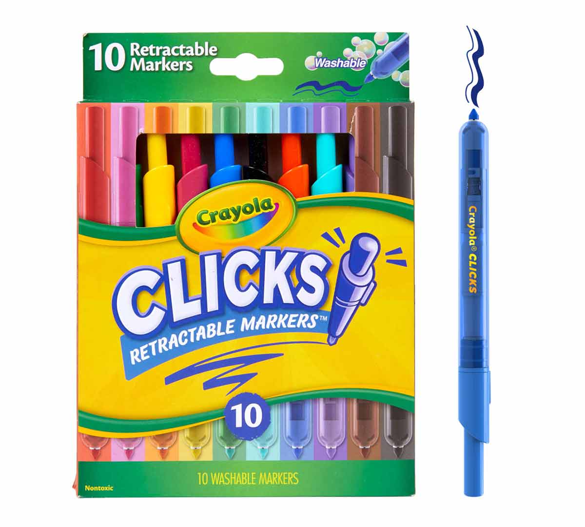 Clicks Retractable Markers, 10 Count - US 7342