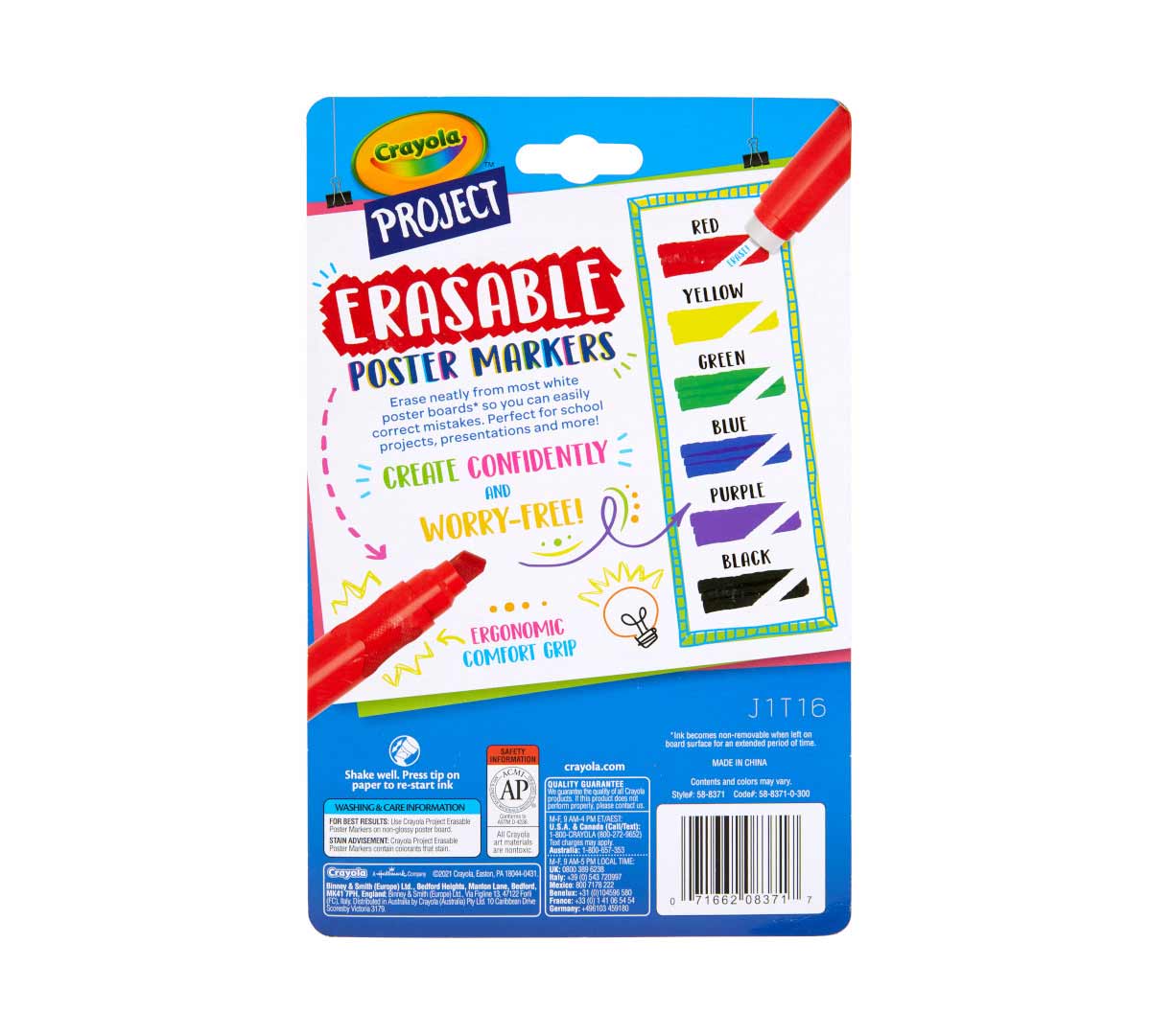 Crayola Project Erasable Poster Markers, 6 ct. - US 8459