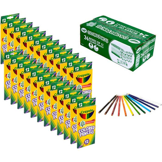 Bulk Colored Pencil Set, 24 Boxes of 12 Colors - US 0684