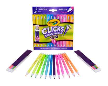 Clicks Colored Pencil Set, 12 Neon Colors - US 1264