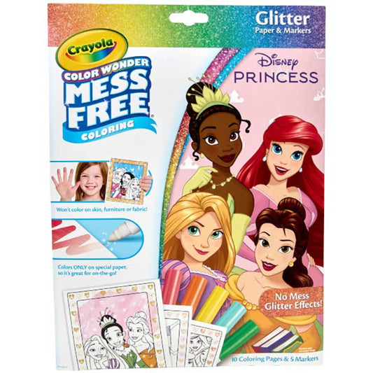 Color Wonder Mess Free Disney Princess Glitter Coloring Pages & Markers - US 9299