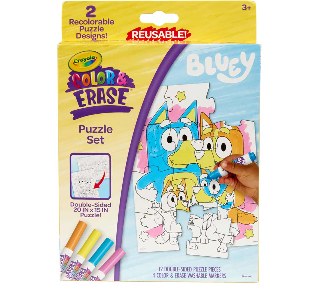 Bluey Color and Erase Reusable Puzzle Set with Markers - US 4370